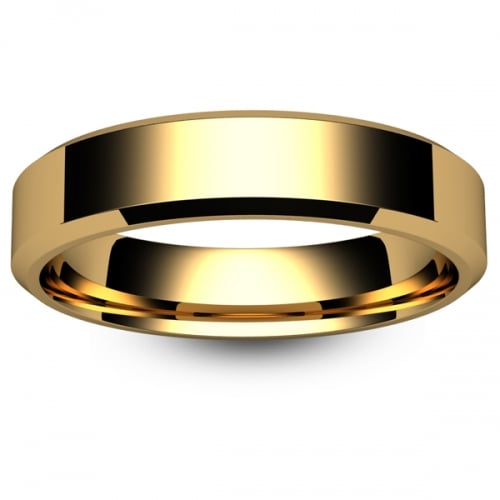 Flat Court Chamfered Edge - 5mm (CEI5-Y) Yellow Gold Wedding Ring